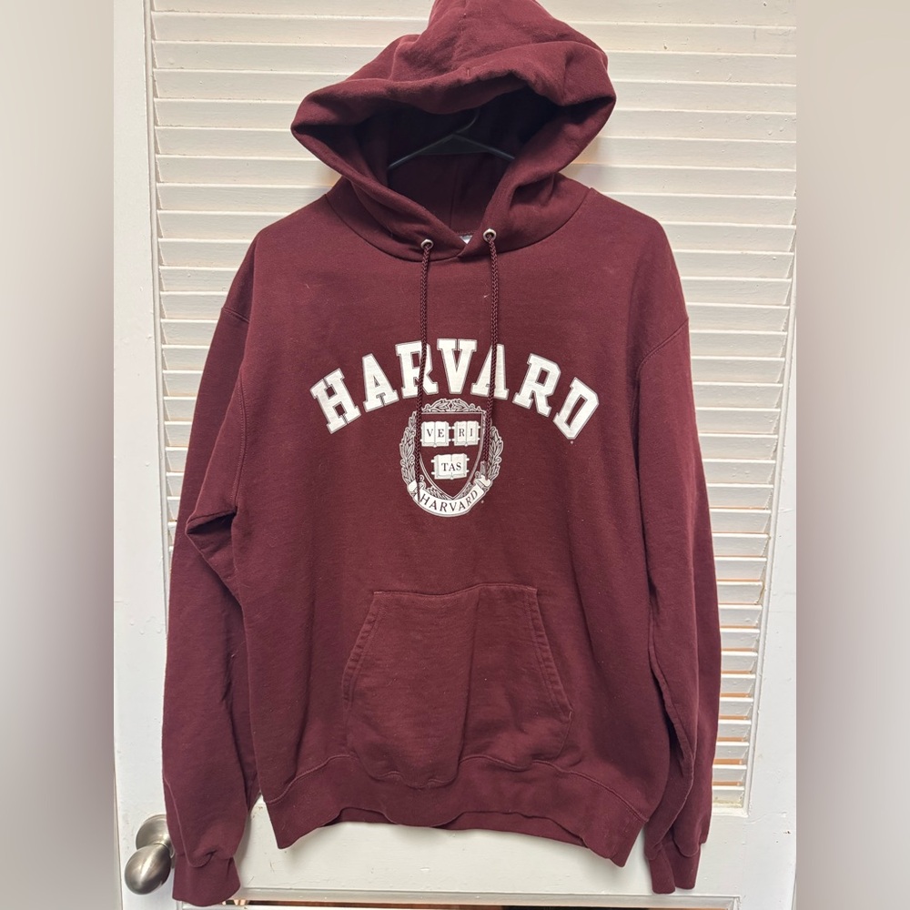 Champion Burgundy Harvard Hoodie with White Print